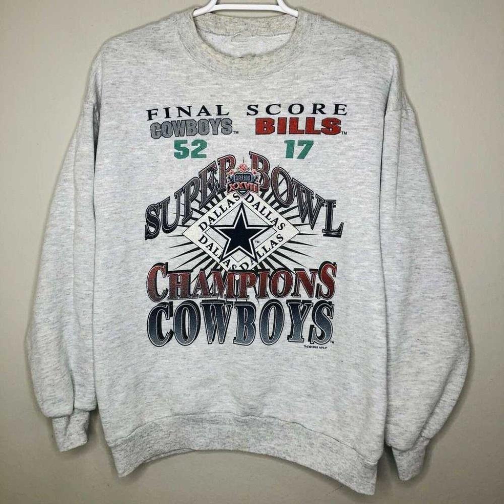 Vtg Dallas Cowboys Buffalo Bills 1992 Superbowl Final Score Sweatshirt